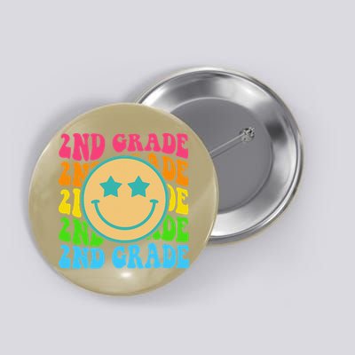 2nd Grade Teachers Back To School Retro Face Happy First Day Button
