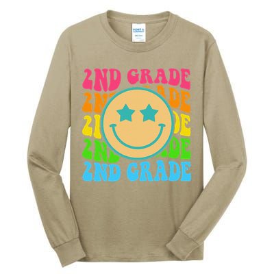 2nd Grade Teachers Back To School Retro Face Happy First Day Tall Long Sleeve T-Shirt
