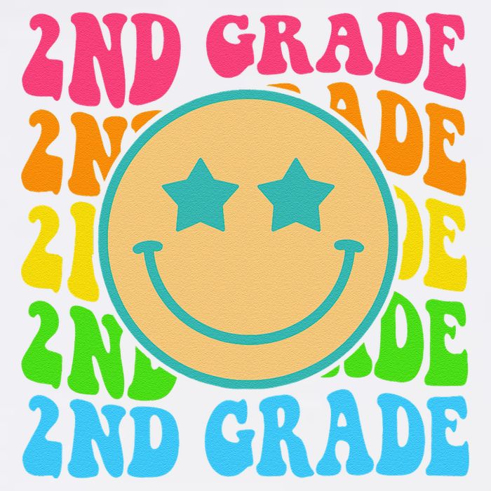2nd Grade Teachers Back To School Retro Face Happy First Day Garment-Dyed Sweatshirt