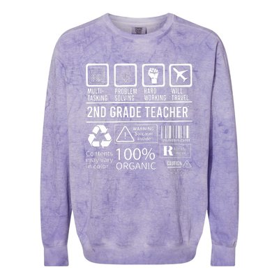 2nd Grade Teacher MultiTasking Certified Job Back To School Gift Colorblast Crewneck Sweatshirt