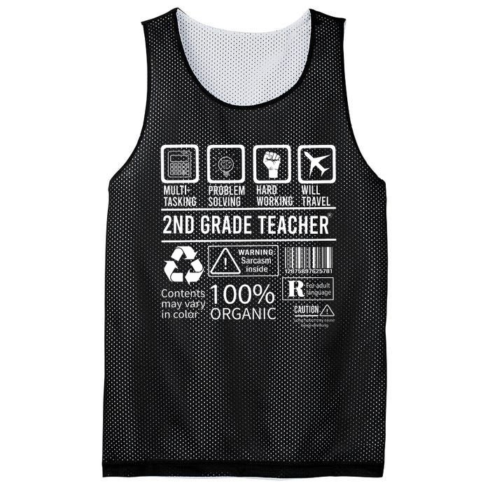 2nd Grade Teacher MultiTasking Certified Job Back To School Gift Mesh Reversible Basketball Jersey Tank