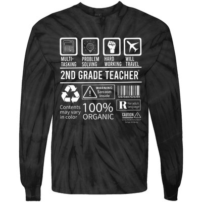 2nd Grade Teacher MultiTasking Certified Job Back To School Gift Tie-Dye Long Sleeve Shirt