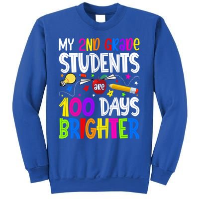 2nd Grade Teacher 100 Days Brighter 100th Day Of School Gift Sweatshirt