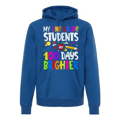 2nd Grade Teacher 100 Days Brighter 100th Day Of School Gift Premium Hoodie