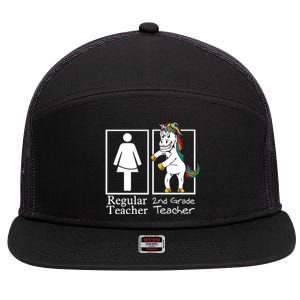 2Nd Grade Teacher Regular Unicorn Second Team Funny Gift 7 Panel Mesh Trucker Snapback Hat