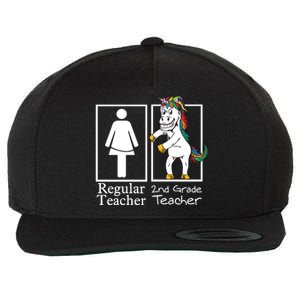 2Nd Grade Teacher Regular Unicorn Second Team Funny Gift Wool Snapback Cap