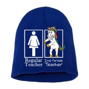 2Nd Grade Teacher Regular Unicorn Second Team Funny Gift Short Acrylic Beanie