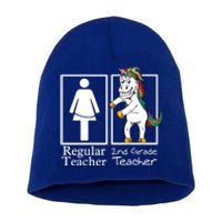 2Nd Grade Teacher Regular Unicorn Second Team Funny Gift Short Acrylic Beanie