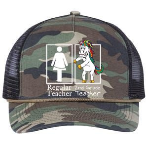 2Nd Grade Teacher Regular Unicorn Second Team Funny Gift Retro Rope Trucker Hat Cap