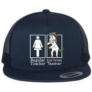 2Nd Grade Teacher Regular Unicorn Second Team Funny Gift Flat Bill Trucker Hat