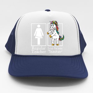 2Nd Grade Teacher Regular Unicorn Second Team Funny Gift Trucker Hat