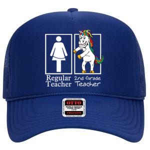 2Nd Grade Teacher Regular Unicorn Second Team Funny Gift High Crown Mesh Back Trucker Hat