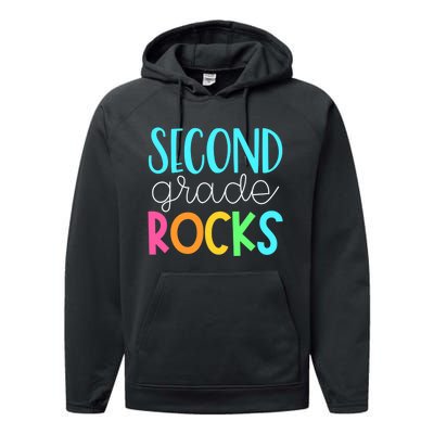 2nd grade teacher, second grade rocks Performance Fleece Hoodie