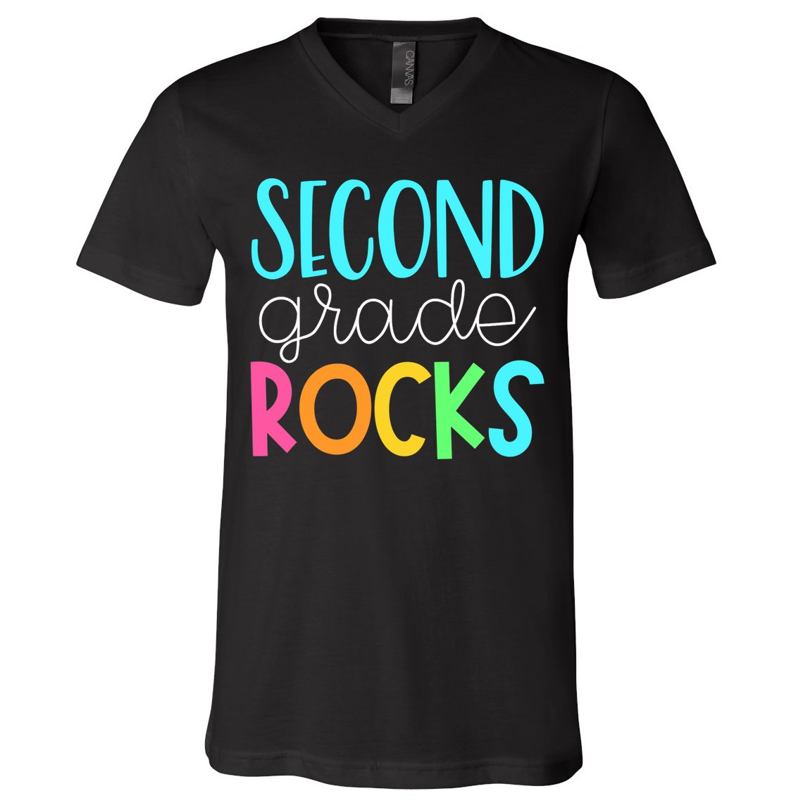 2nd grade teacher, second grade rocks V-Neck T-Shirt