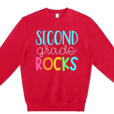 2nd grade teacher, second grade rocks Premium Crewneck Sweatshirt