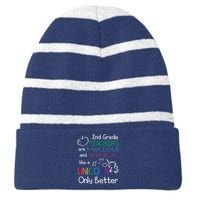 2nd Grade Teachers Fabulous Magical Unicorn School Striped Beanie with Solid Band