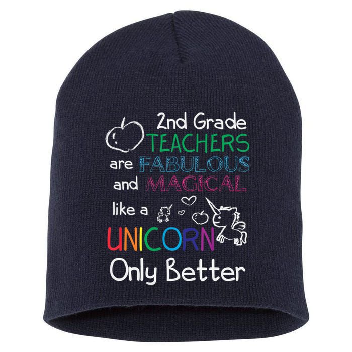 2nd Grade Teachers Fabulous Magical Unicorn School Short Acrylic Beanie