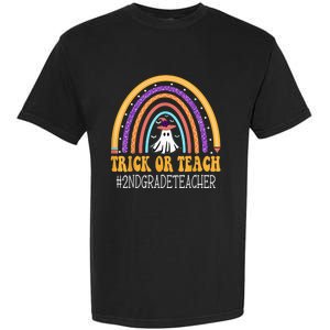 2nd Grade Teacher Rainbow Trick or teach Funny Halloween Garment-Dyed Heavyweight T-Shirt