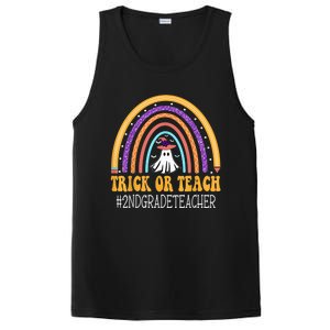 2nd Grade Teacher Rainbow Trick or teach Funny Halloween PosiCharge Competitor Tank