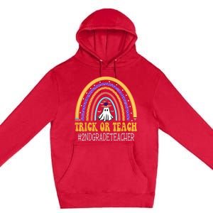 2nd Grade Teacher Rainbow Trick or teach Funny Halloween Premium Pullover Hoodie