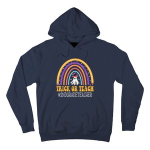 2nd Grade Teacher Rainbow Trick or teach Funny Halloween Hoodie