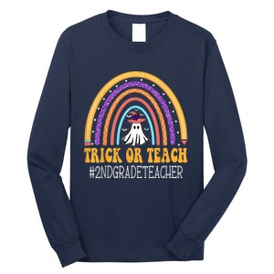 2nd Grade Teacher Rainbow Trick or teach Funny Halloween Long Sleeve Shirt