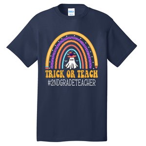 2nd Grade Teacher Rainbow Trick or teach Funny Halloween Tall T-Shirt