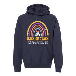 2nd Grade Teacher Rainbow Trick or teach Funny Halloween Premium Hoodie