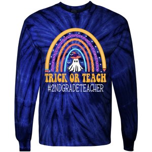 2nd Grade Teacher Rainbow Trick or teach Funny Halloween Tie-Dye Long Sleeve Shirt