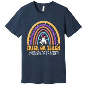 2nd Grade Teacher Rainbow Trick or teach Funny Halloween Premium T-Shirt