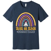 2nd Grade Teacher Rainbow Trick or teach Funny Halloween Premium T-Shirt