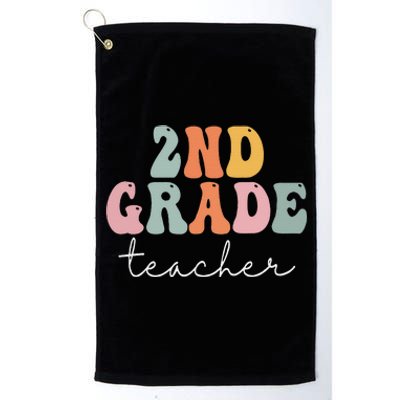 2nd Grade Teacher Retro Groovy Vintage First Day Of School Platinum Collection Golf Towel