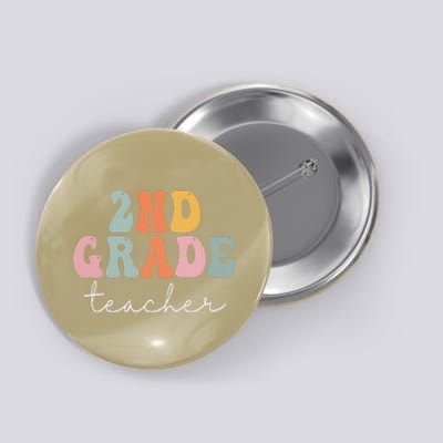 2nd Grade Teacher Retro Groovy Vintage First Day Of School Button