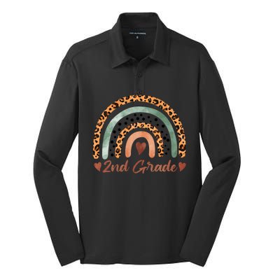 2Nd Grade Teacher Leopard Rainbow Second Grade Teacher Funny Meaningful Gift Silk Touch Performance Long Sleeve Polo