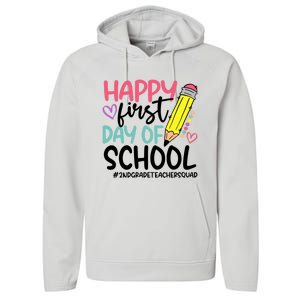 2Nd Grade Teacher Squad Happy First Day Of School Cool Gift Performance Fleece Hoodie