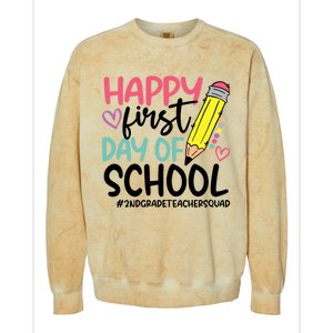 2Nd Grade Teacher Squad Happy First Day Of School Cool Gift Colorblast Crewneck Sweatshirt