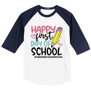 2Nd Grade Teacher Squad Happy First Day Of School Cool Gift Baseball Sleeve Shirt