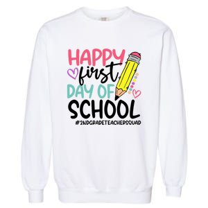 2Nd Grade Teacher Squad Happy First Day Of School Cool Gift Garment-Dyed Sweatshirt