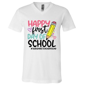 2Nd Grade Teacher Squad Happy First Day Of School Cool Gift V-Neck T-Shirt