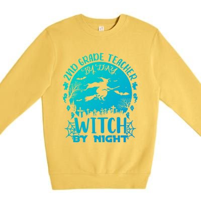 2Nd Grade Teacher By Day Witch By Night Funny Halloween Cool Gift Premium Crewneck Sweatshirt