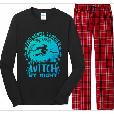 2Nd Grade Teacher By Day Witch By Night Funny Halloween Cool Gift Long Sleeve Pajama Set