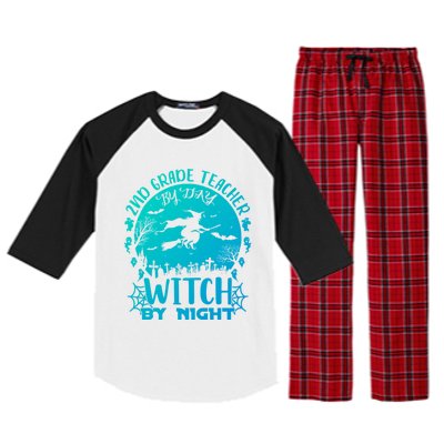 2Nd Grade Teacher By Day Witch By Night Funny Halloween Cool Gift Raglan Sleeve Pajama Set