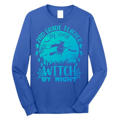 2Nd Grade Teacher By Day Witch By Night Funny Halloween Cool Gift Long Sleeve Shirt