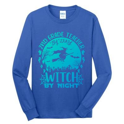 2Nd Grade Teacher By Day Witch By Night Funny Halloween Cool Gift Tall Long Sleeve T-Shirt