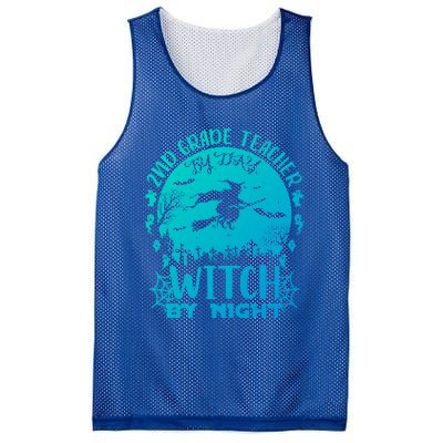 2Nd Grade Teacher By Day Witch By Night Funny Halloween Cool Gift Mesh Reversible Basketball Jersey Tank