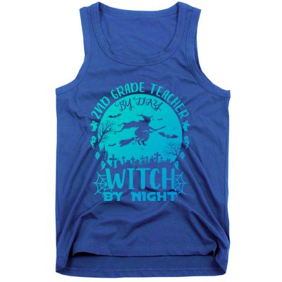 2Nd Grade Teacher By Day Witch By Night Funny Halloween Cool Gift Tank Top