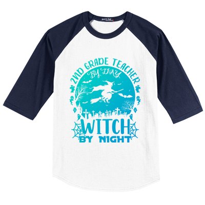 2Nd Grade Teacher By Day Witch By Night Funny Halloween Cool Gift Baseball Sleeve Shirt