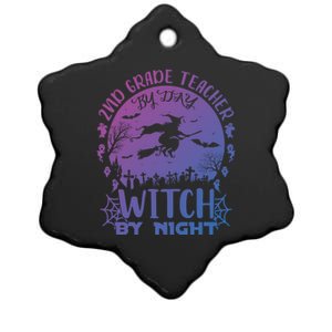 2Nd Grade Teacher By Day Witch By Night Funny Halloween Cool Gift Ceramic Star Ornament