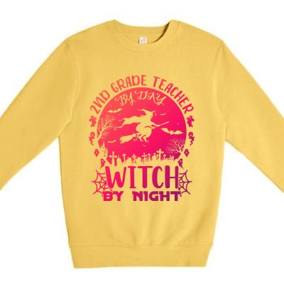 2Nd Grade Teacher By Day Witch By Night Funny Halloween Cool Gift Premium Crewneck Sweatshirt