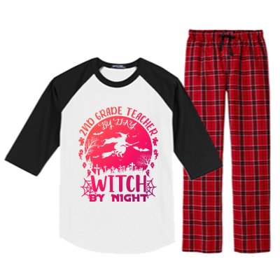 2Nd Grade Teacher By Day Witch By Night Funny Halloween Cool Gift Raglan Sleeve Pajama Set